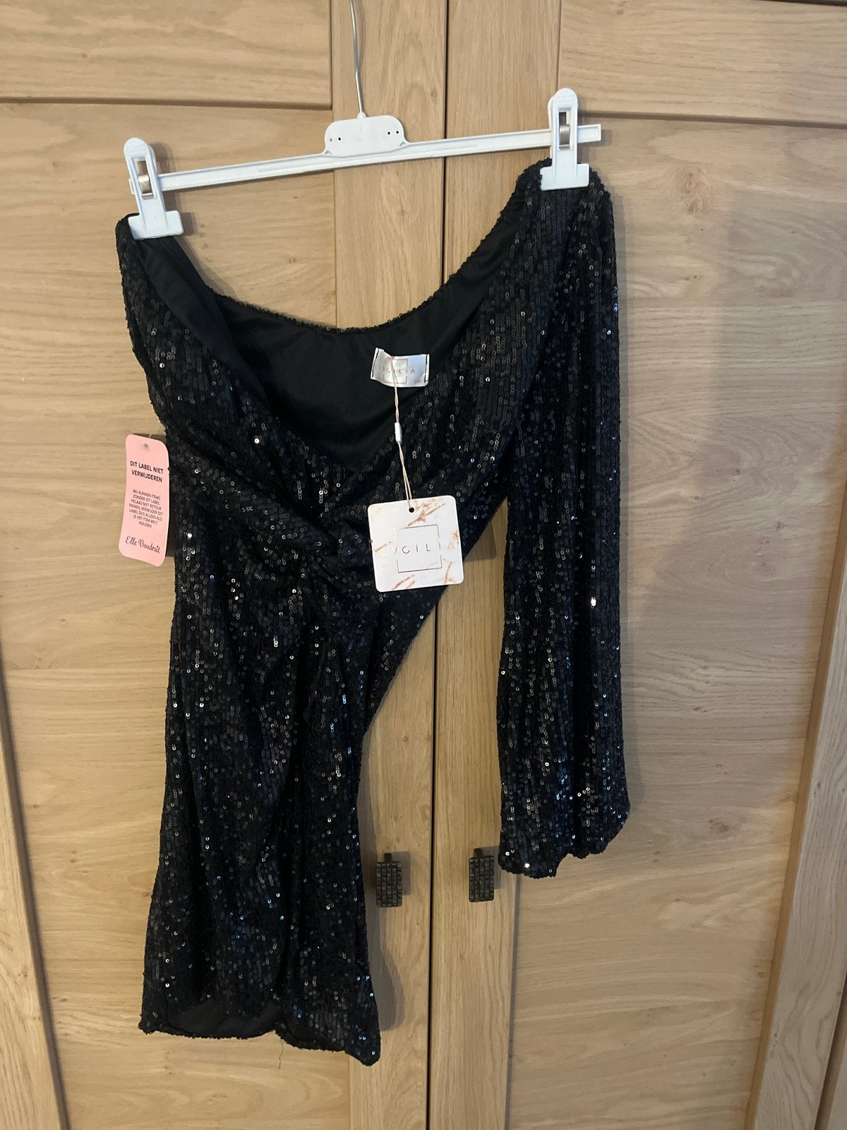 Zwarte pailletten jurk S/M - Lucilia, Zwart, Nieuw, Ophalen of Verzenden, Maat 36 (S)