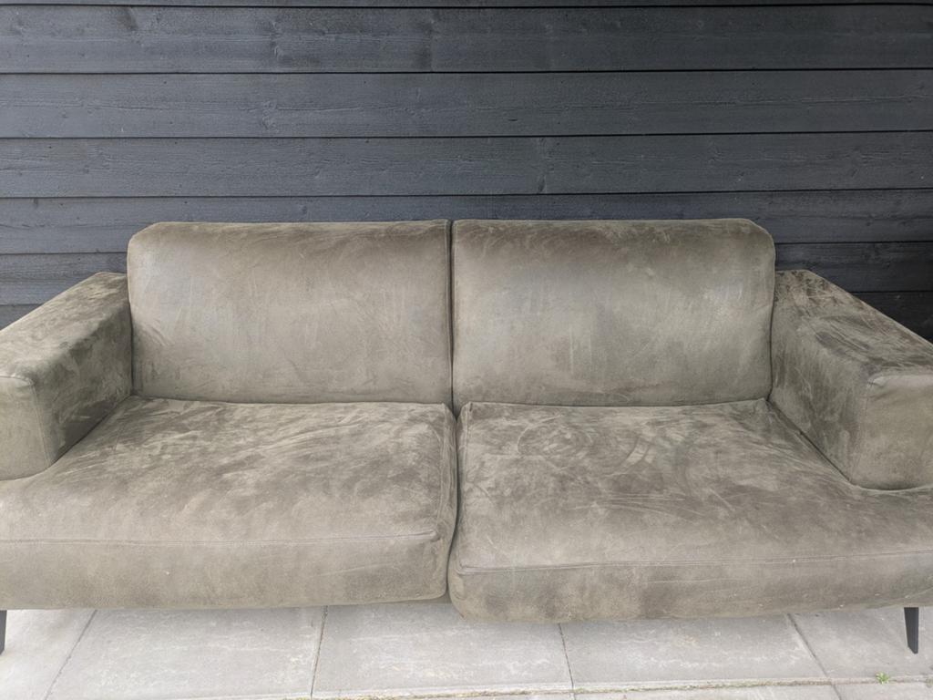 Zitbank 2,5 persoons groen microvezel l: 2,60, b:1.10, Ophalen, Japandi, Gebruikt, 100 tot 125 cm
