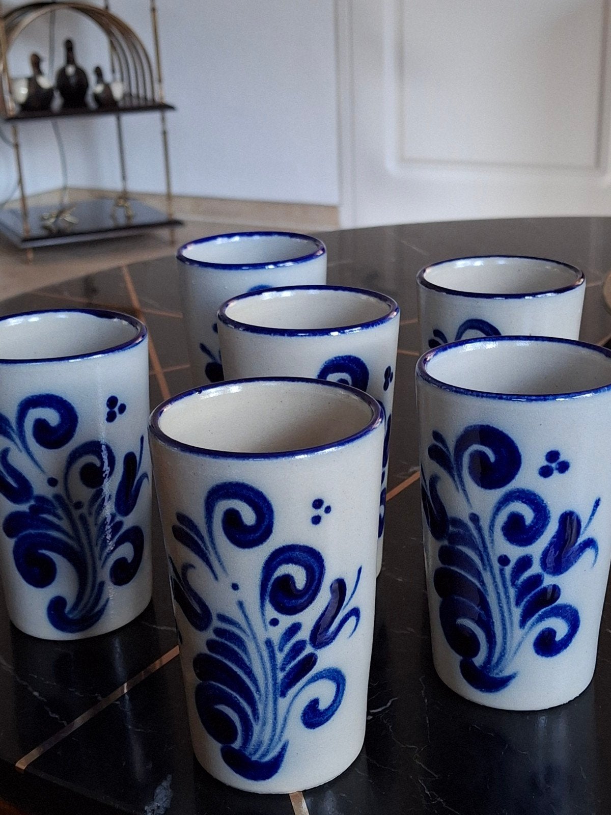 set van 6 Goebel Merkelbach appelwijn bekers, Overige merken, Keramiek, Vintage, Ophalen of Verzenden