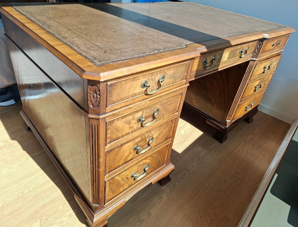 Antiek Bureau met Leren Blad - Klassiek Houten Bureau, Ophalen