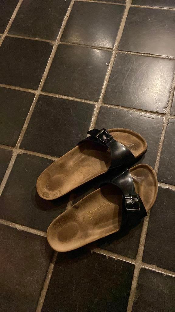 Birkenstock madrid  slippers maat 39, Slippers, Zwart, Ophalen of Verzenden, Gedragen