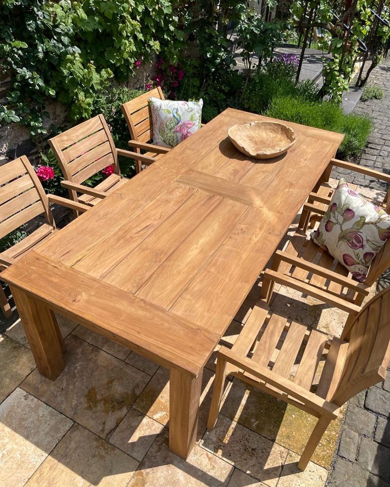 Teak Robuuste Tuintafels / Grote Showtuin Tuinsets, Ophalen of Verzenden, Zo goed als nieuw, Rechthoekig, Teakhout