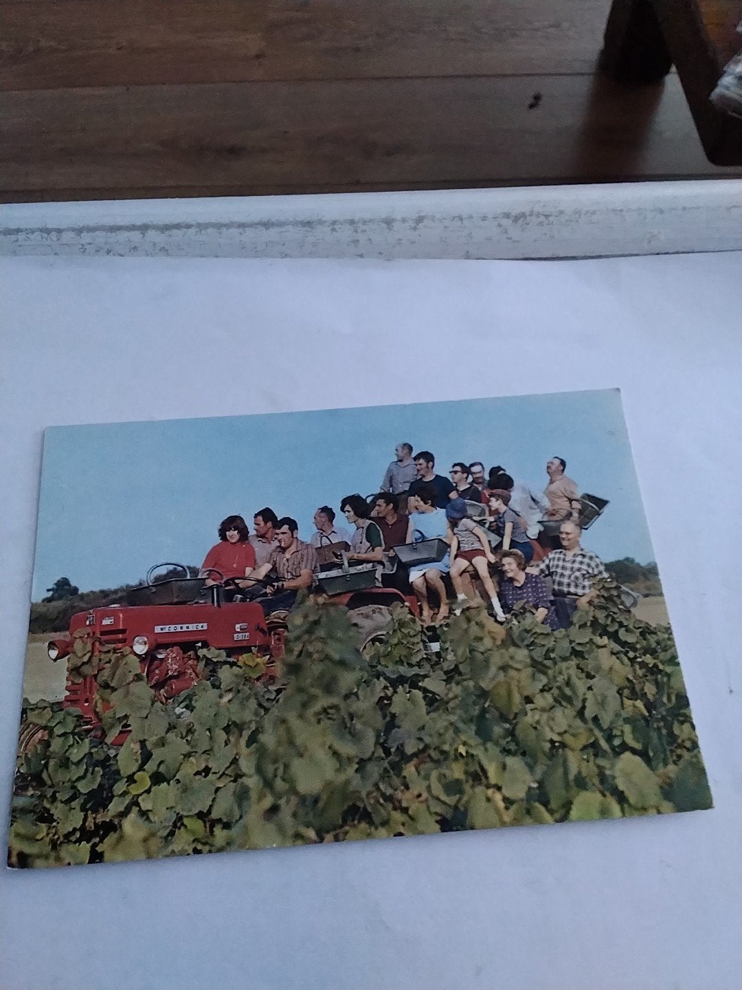 Vintage Ansichtkaart: Wijnpluk met Tractor, Ophalen of Verzenden, 1960 tot 1980, Gelopen, Ambachten of Beroep