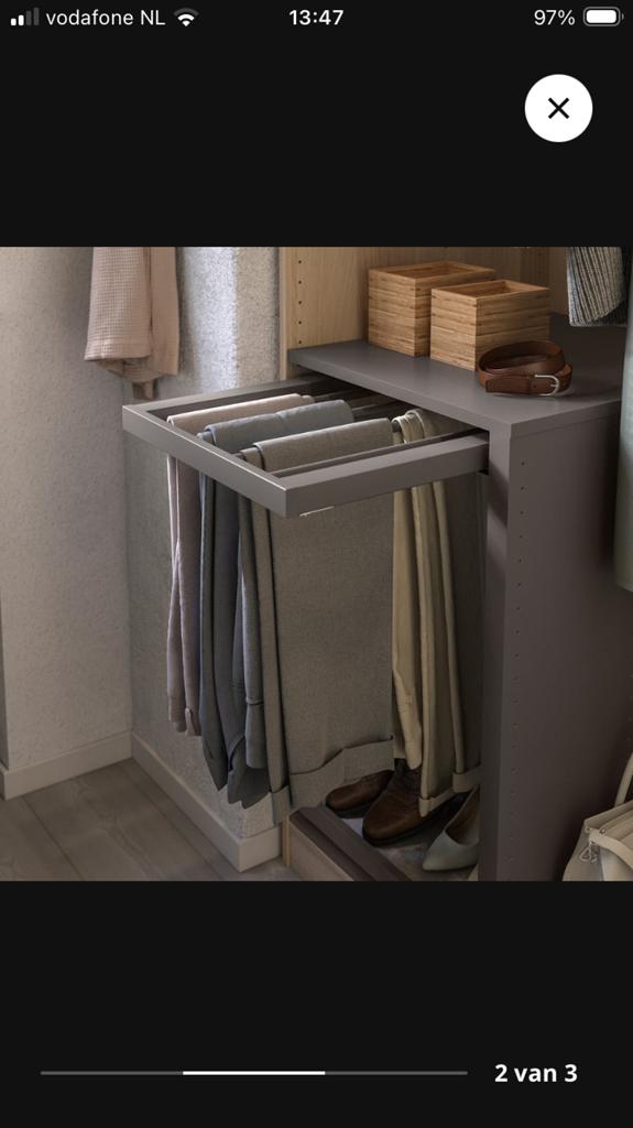 IKEA KOMPLEMENT Uittrekbare broekhanger, donkergrijs, Ophalen of Verzenden, Zo goed als nieuw, Metaal, Volwassenen