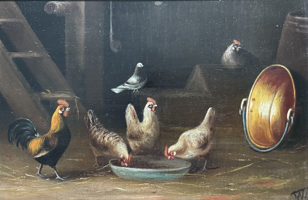 Wilhelm Lammers (1857-1913) - Stilleven met pluimvee, Antiek en Kunst, Kunst | Schilderijen | Klassiek, Paneel, Dieren, Ophalen of Verzenden