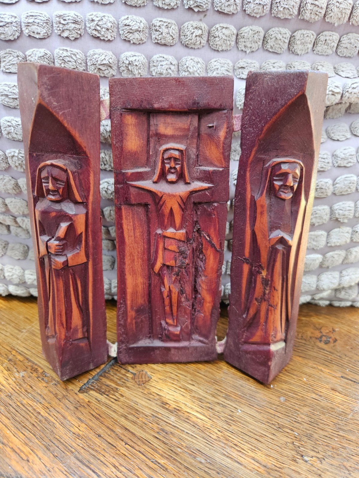 3 luik met Jezus Christus/houten reisaltaar met Jezus, Antiek en Kunst, Ophalen of Verzenden