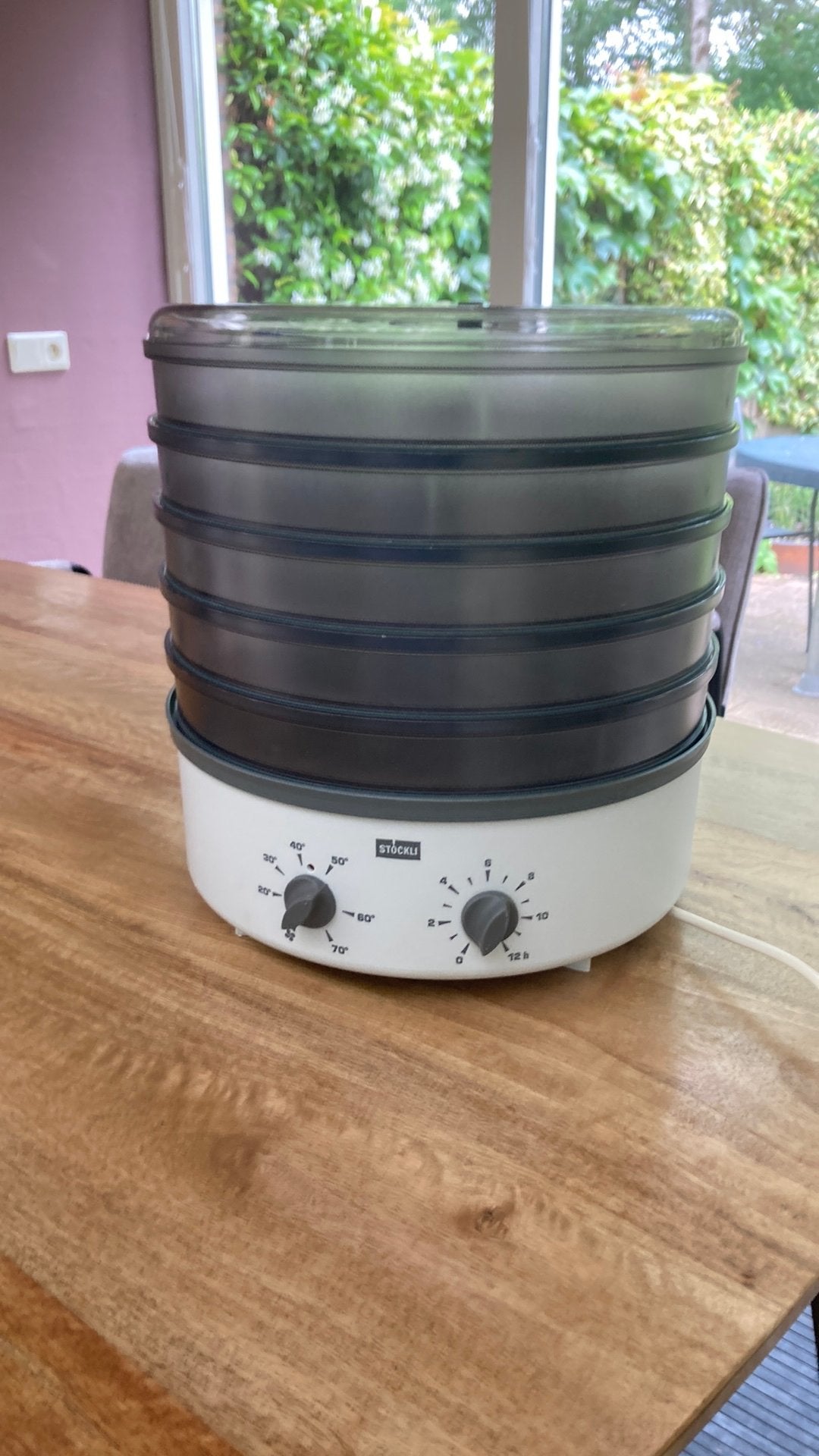 Stockli droogtoren met 5 schalen (roestvrijstalen rasters), Ophalen of Verzenden, Zo goed als nieuw