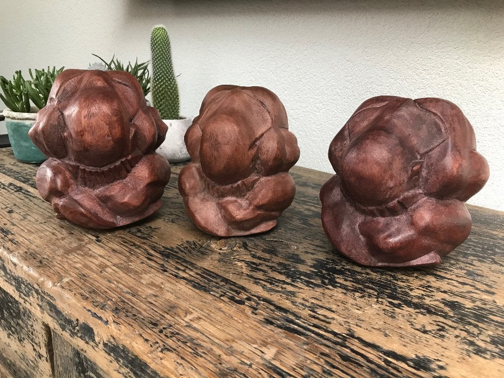 Yogiman orang malu verlegen man yogi massief houtsnijwerk, Minder dan 20 cm, Ophalen of Verzenden, Beeld, Hout