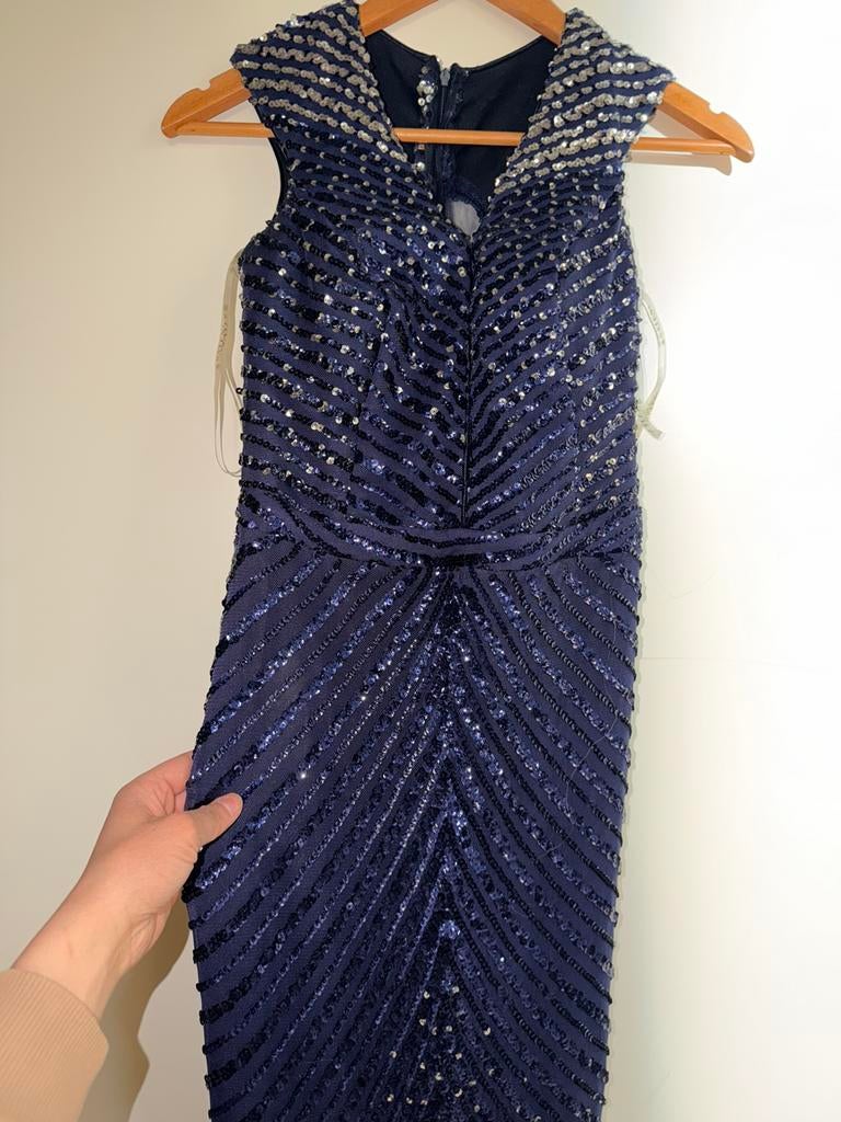 Blauwe gala jurk - XS/S, Kleding | Dames, Gelegenheidskleding, Ophalen, Galajurk, Blauw, Zo goed als nieuw