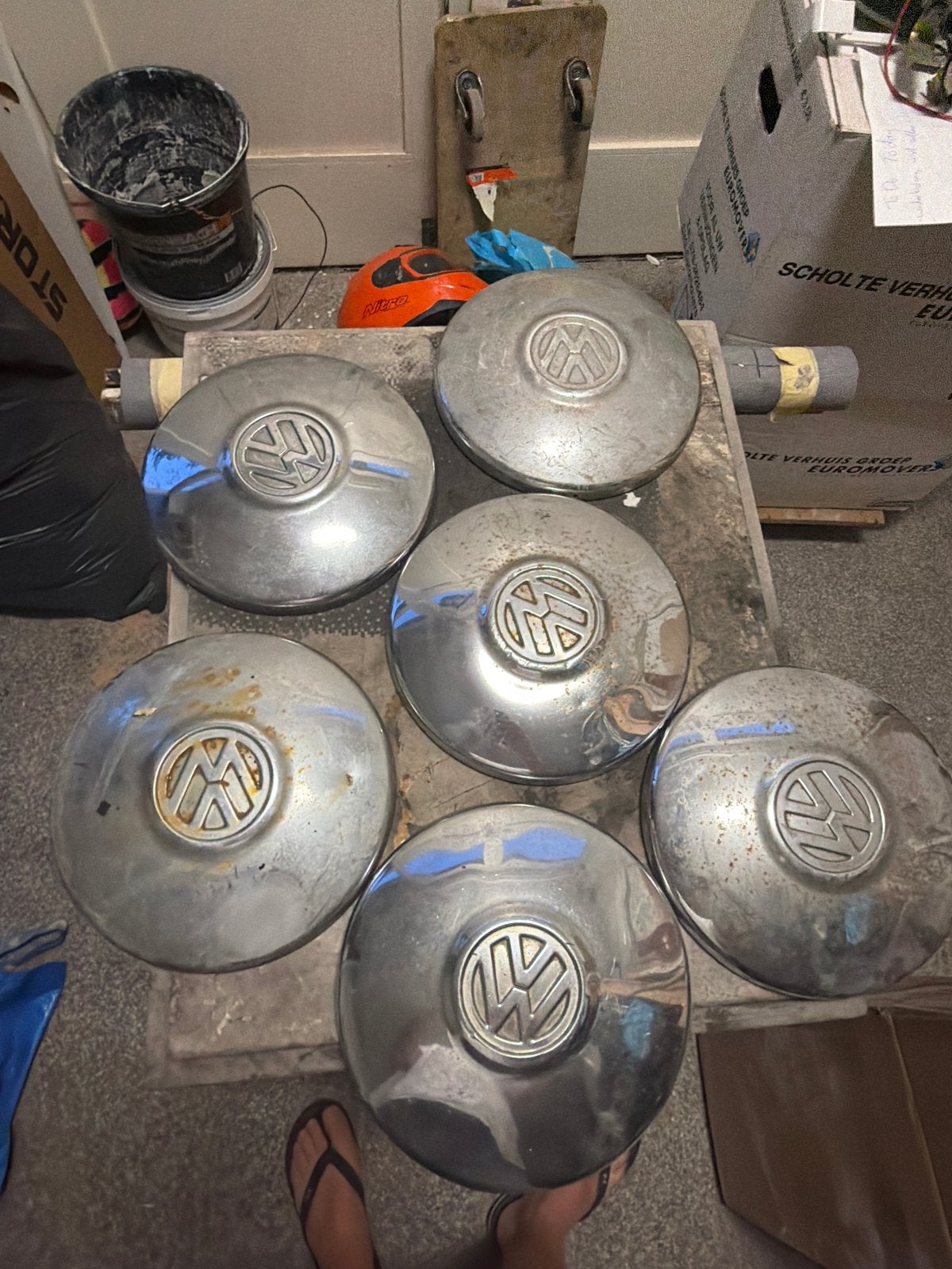 Set van 6 Volkswagen wieldoppen - Gebruikt, Ophalen of Verzenden, Gebruikt, Volkswagen