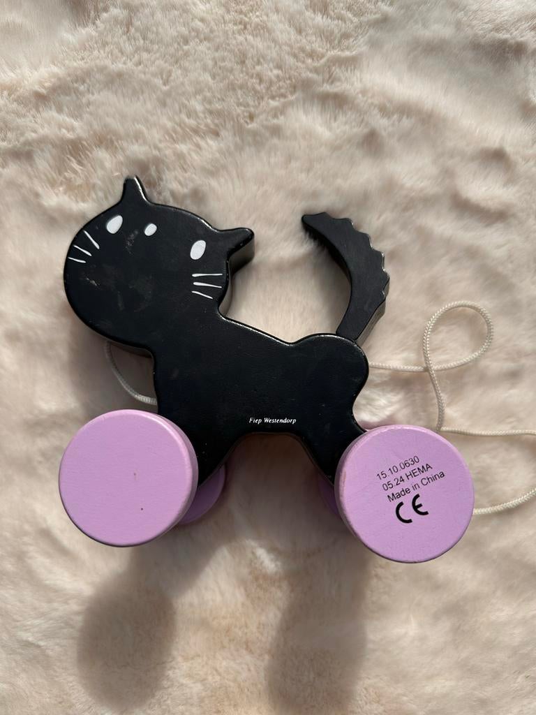 Houten trekfiguur kat van HEMA, Ophalen of Verzenden, Gebruikt, Duw- of Trekspeelgoed