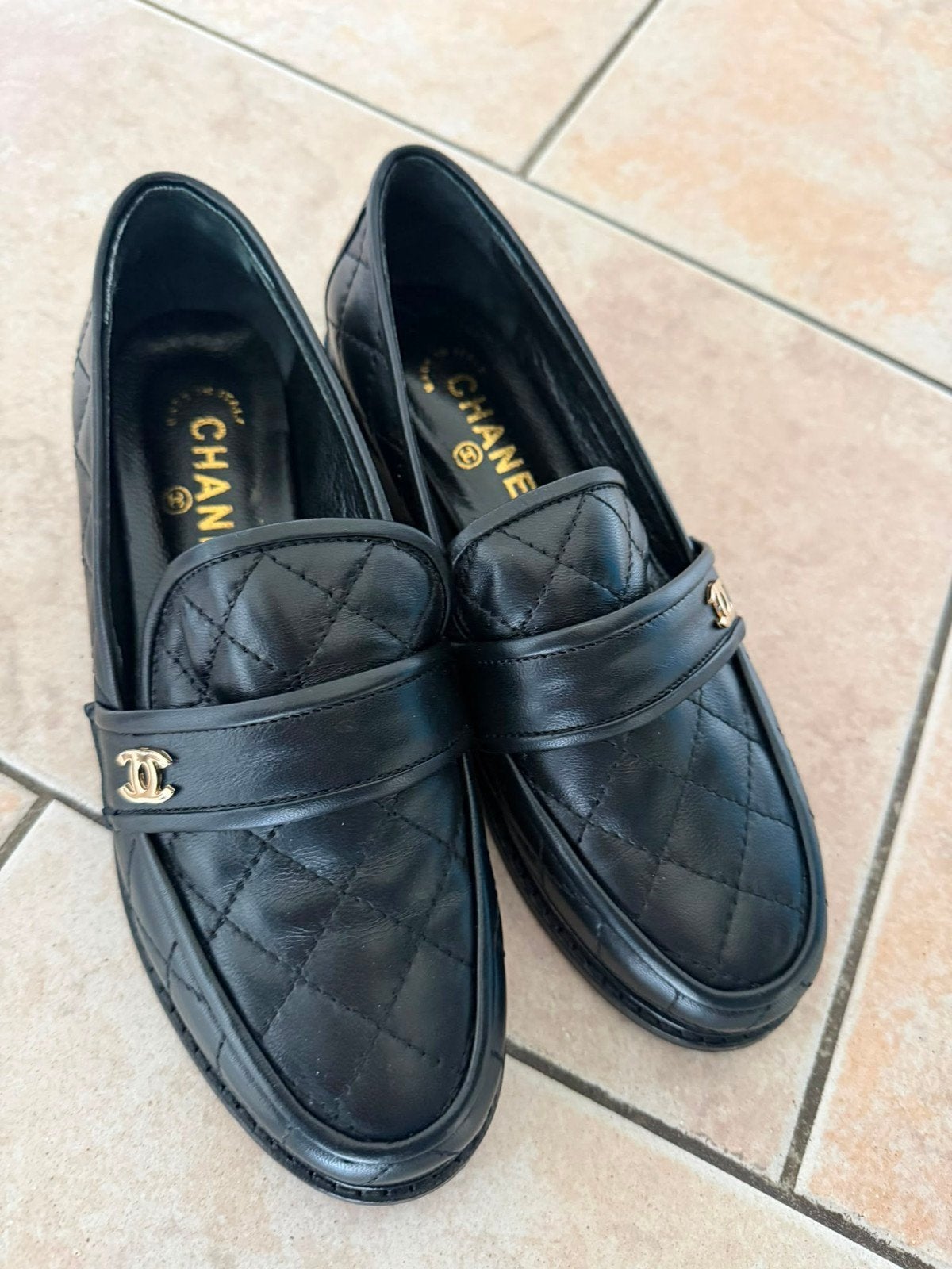 Zwarte loafers met quilted design – maat 38, Ophalen, Zo goed als nieuw, Zwart, Loafers