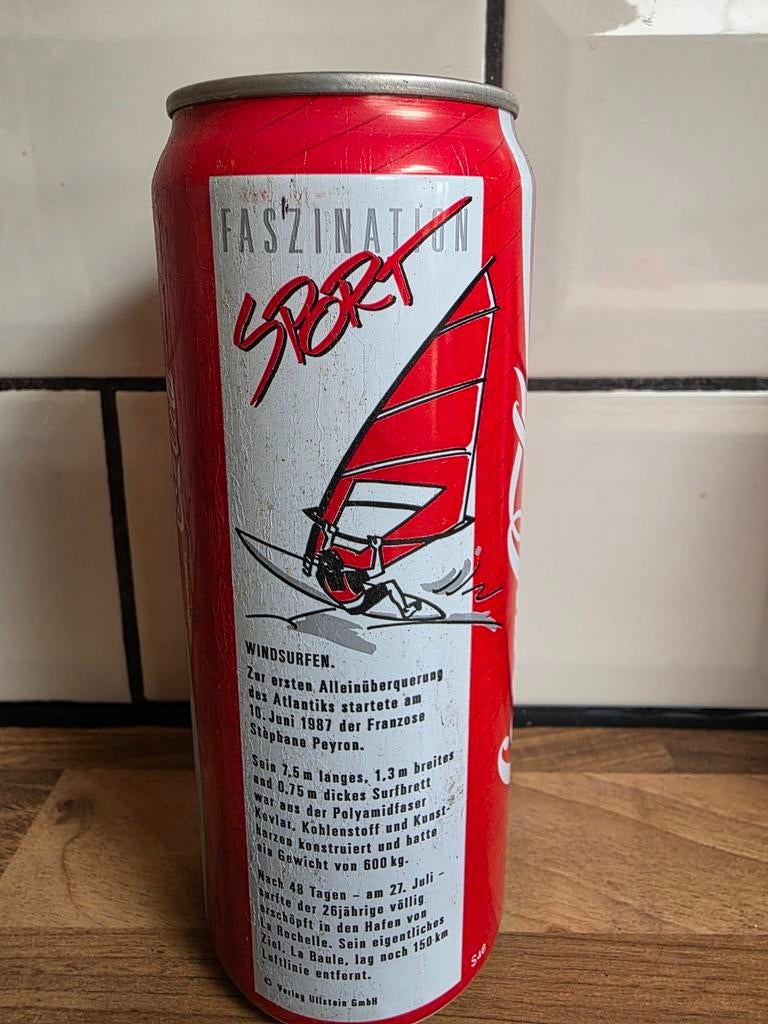 Coca-Cola blik 500ml Faszinatlon Sport Windsurfen Duitsland, Ophalen of Verzenden, Gebruikt, Gebruiksvoorwerp