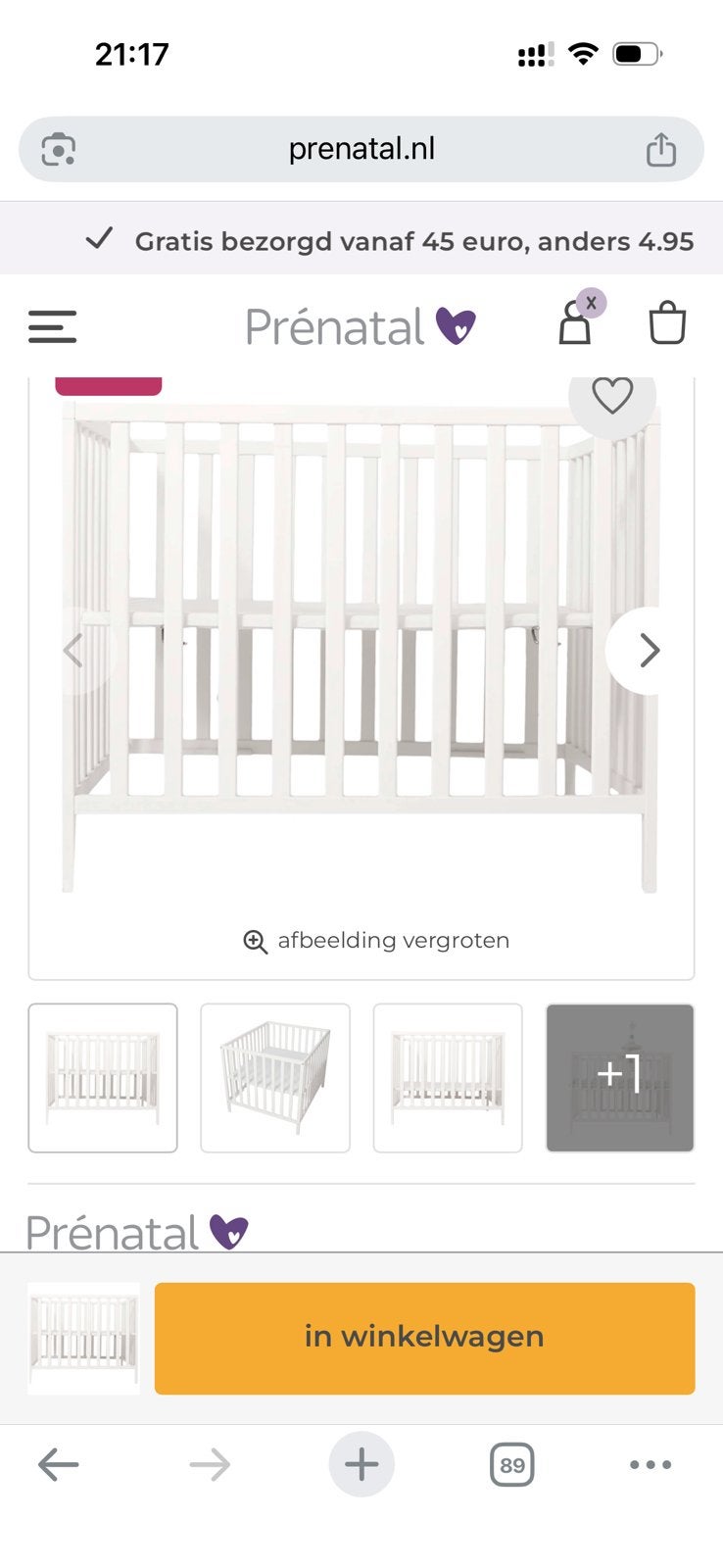 Prénatal box Elja White - verstelbaar, Kinderen en Baby's, Boxen, Ophalen, Zo goed als nieuw, Rechthoekig, In hoogte verstelbaar