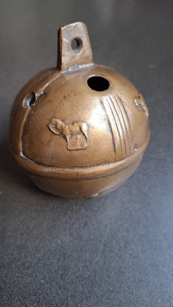 Antieke paardenbel brons messing 19de eeuw Ø8cm, Ophalen of Verzenden