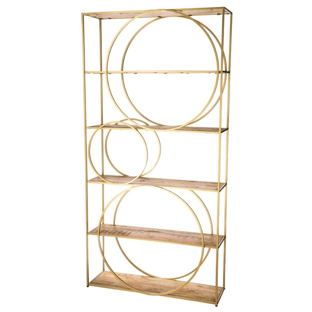 GILDE Gold Circle design kast / open vakkenkast – goud, Ophalen, Gebruikt, 200 cm of meer, 50 tot 100 cm