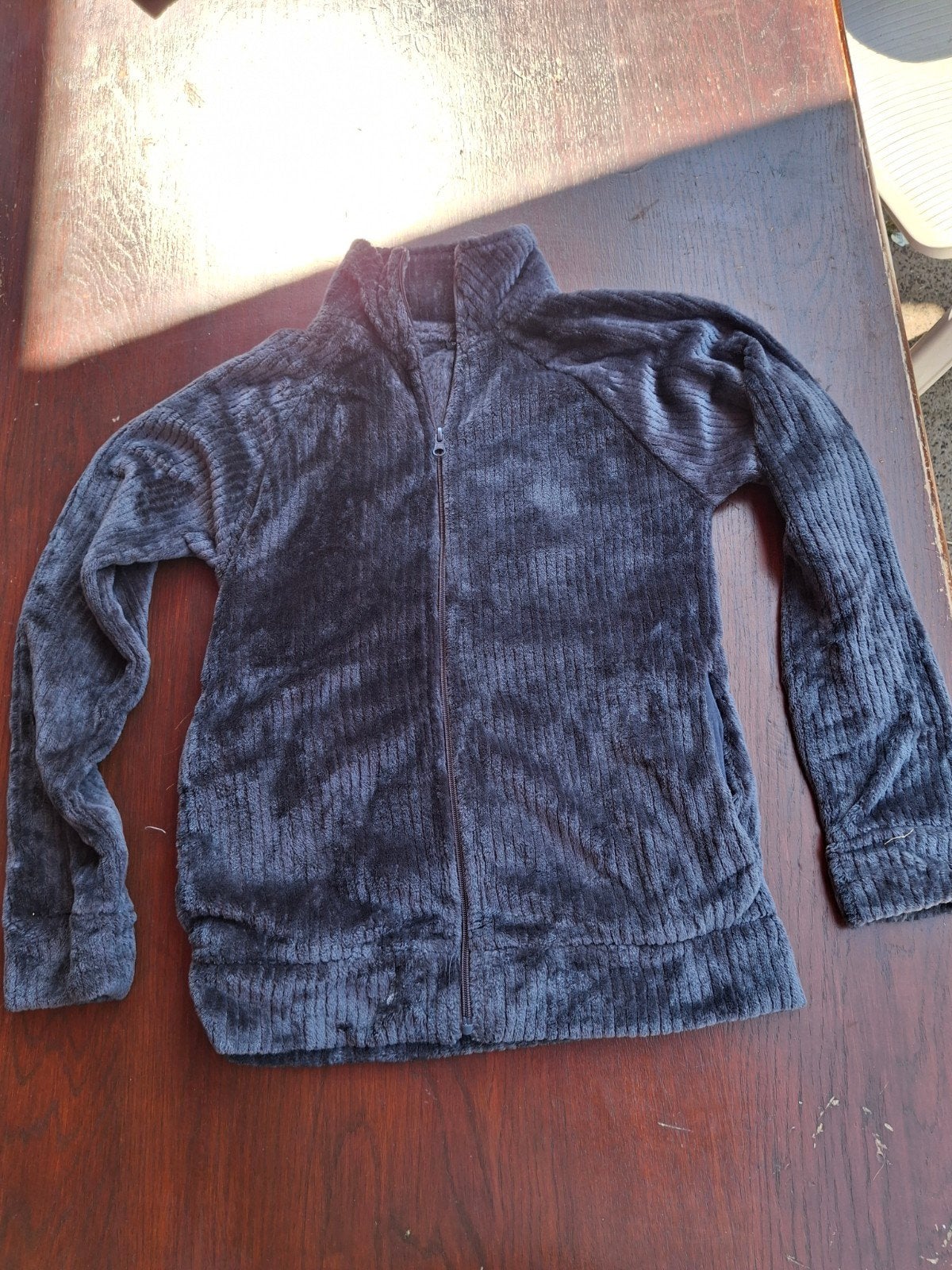 Grijze velours zip-up vest - Maat S, Ophalen of Verzenden, Zo goed als nieuw, Maat 36 (S), Grijs