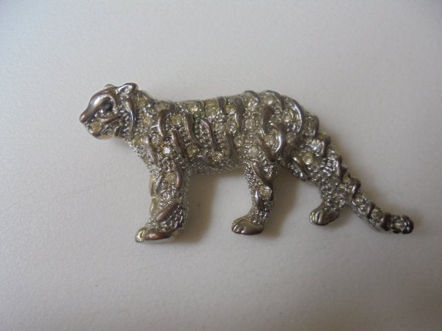 Vintage Broche tijger, Overige materialen, 4 tot 7 cm, Ophalen of Verzenden, Zo goed als nieuw