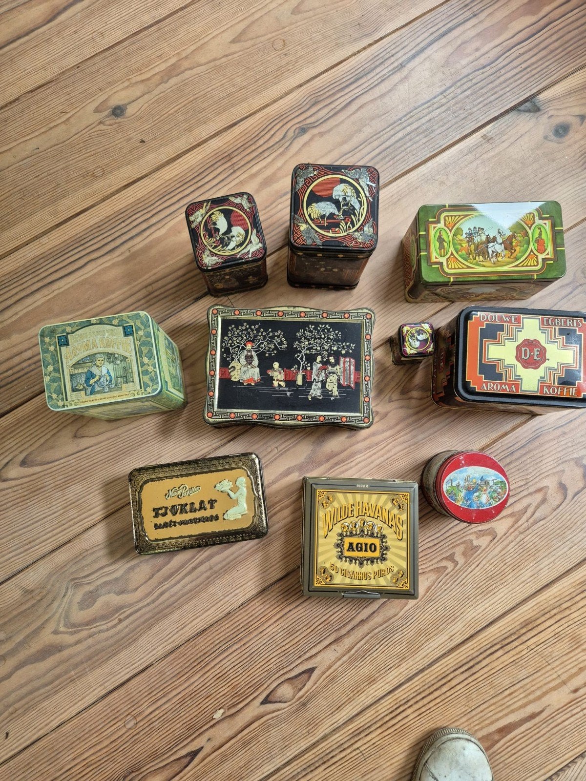 Vintage blikken trommels - Douwe Egberts, Agio, Verkade, Verzamelen, Blikken, Ophalen of Verzenden, Gebruikt, Koffie, Douwe Egberts