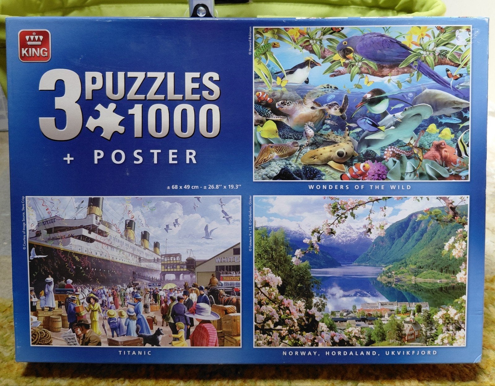 3x puzzel van 1000 stukjes, per puzzel een poster, Ophalen, 500 t/m 1500 stukjes, Zo goed als nieuw
