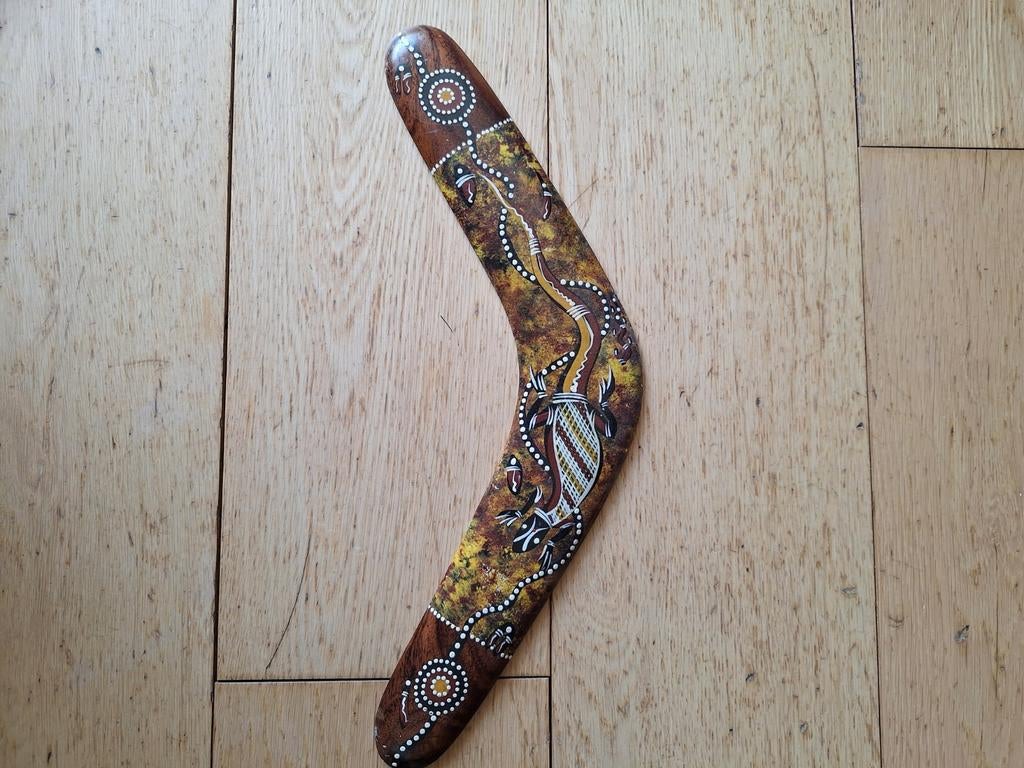 Decoratieve Boemerang met Aboriginal Kunst, Ophalen, Zo goed als nieuw