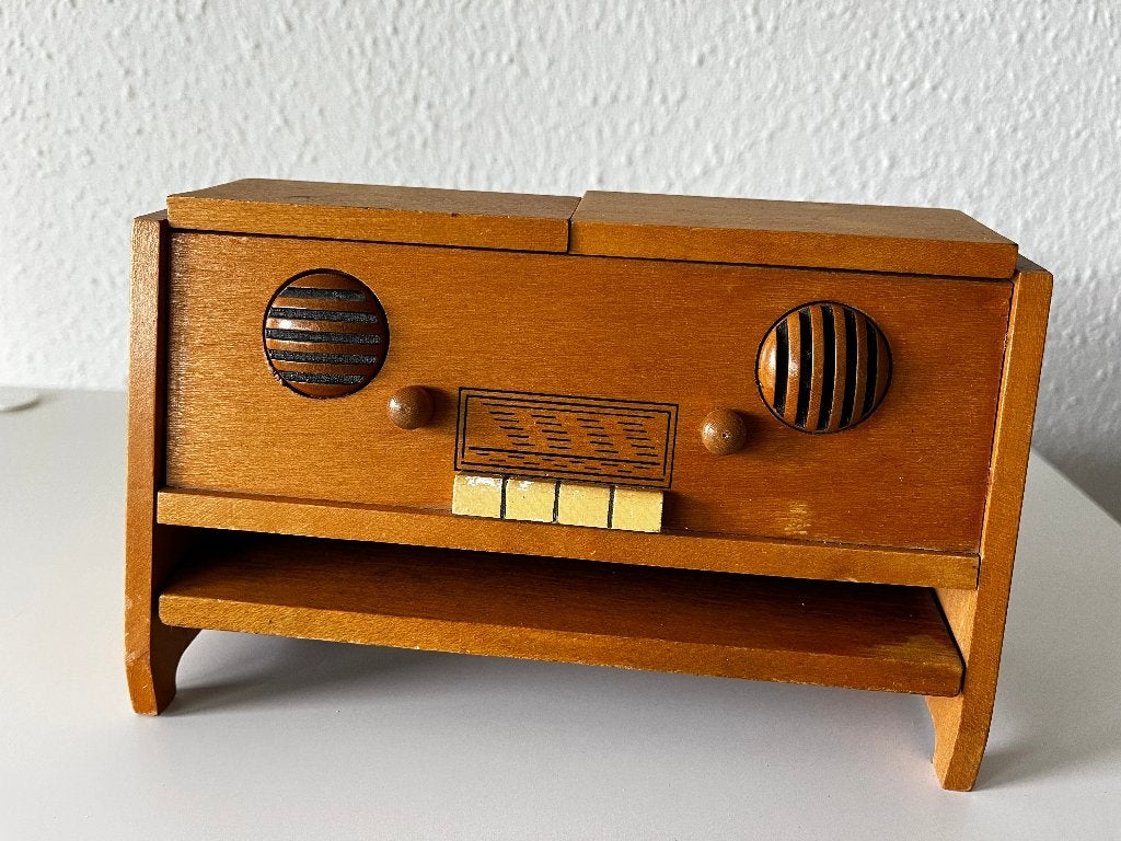 Houten muziekdoosje radio, Ophalen of Verzenden, Gebruikt