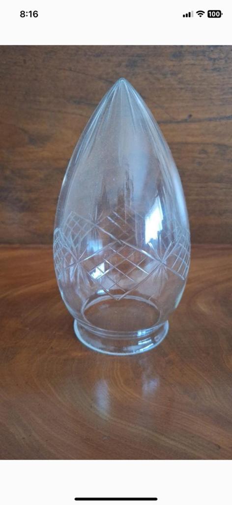 Vintage glazen lampenkap met geslepen decoratie, Ophalen of Verzenden