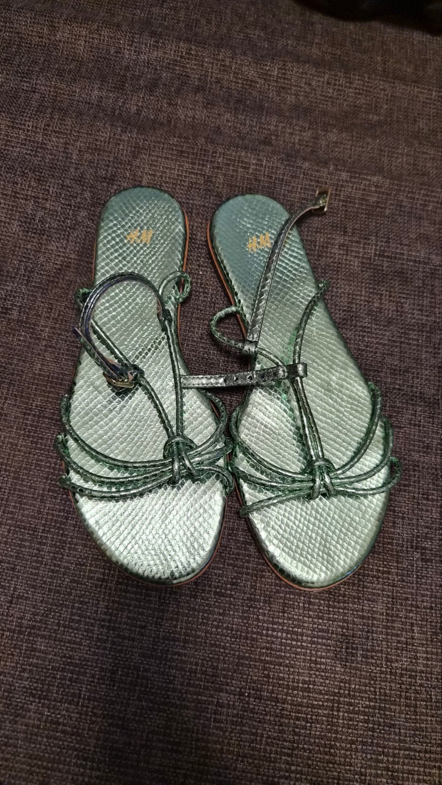 Nieuwe Groene Metallic Sandalen Slippers Maat 36, Slippers, H&M, Nieuw, Ophalen of Verzenden