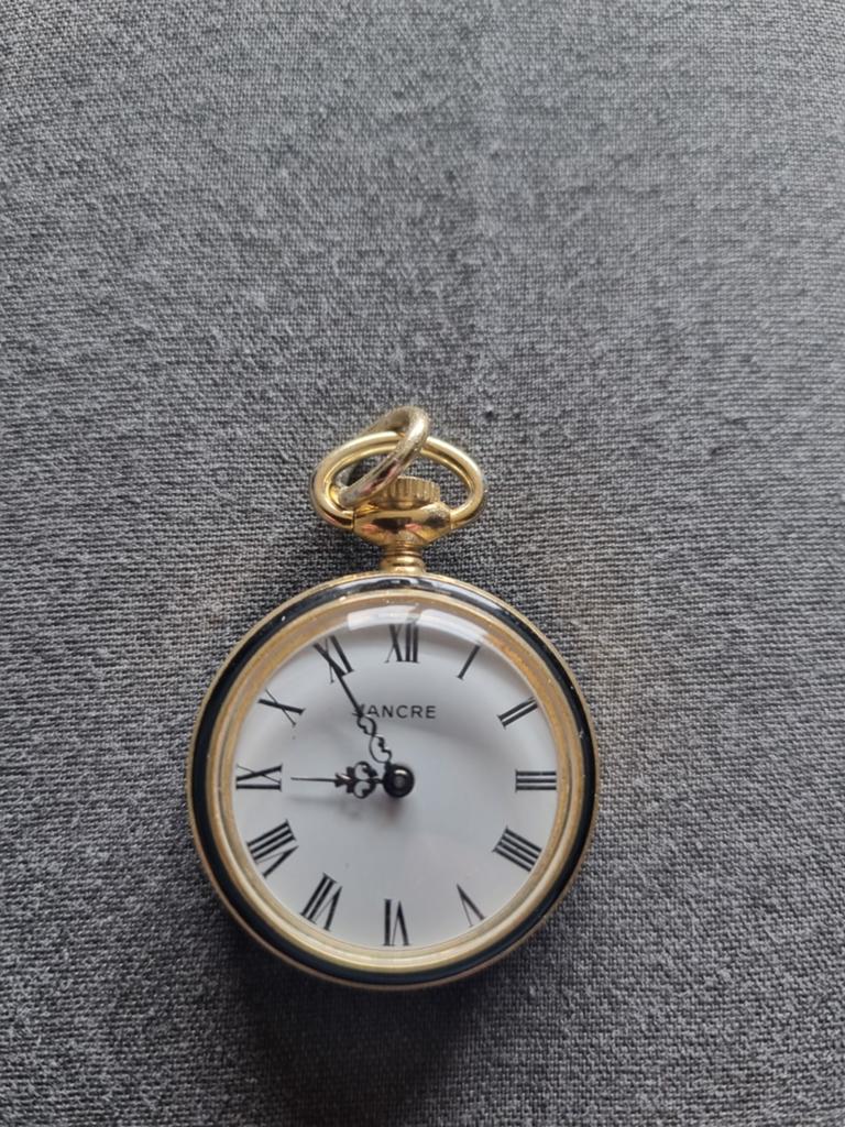 Ancre zakhorloge met Mona Lisa afbeelding, Ophalen of Verzenden, Overige materialen, Overige typen, Verguld