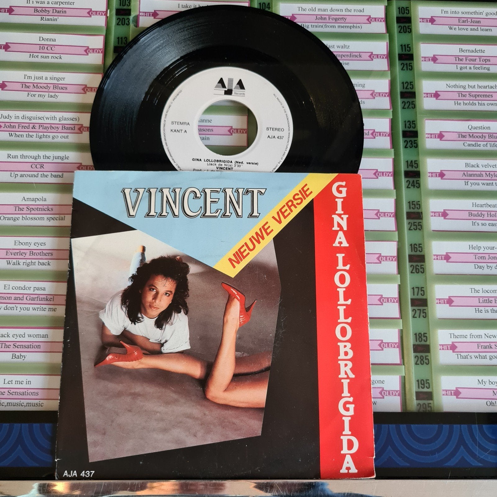 Vincent - Gina Lollobrigida (Nieuwe Versie) --1989., Gebruikt, 7 inch, Ophalen of Verzenden, Overige typen