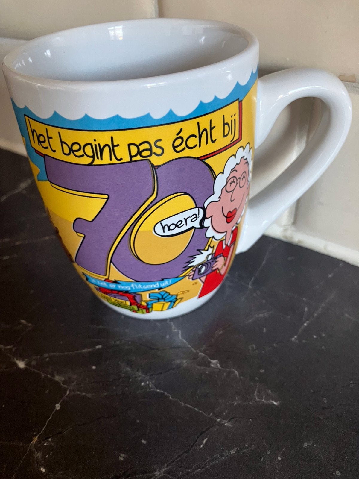 Nieuw=70 jaar mok- beker=verjaardag, Overige merken, Nieuw, Overige stijlen, Porselein