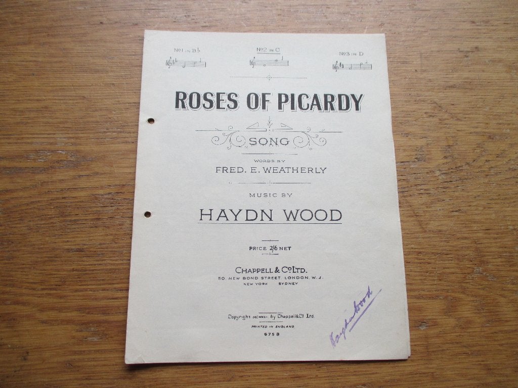 ROSES OF PICARDY, Muziek en Instrumenten, Bladmuziek, Zang, Gebruikt, Ophalen of Verzenden, Artiest of Componist