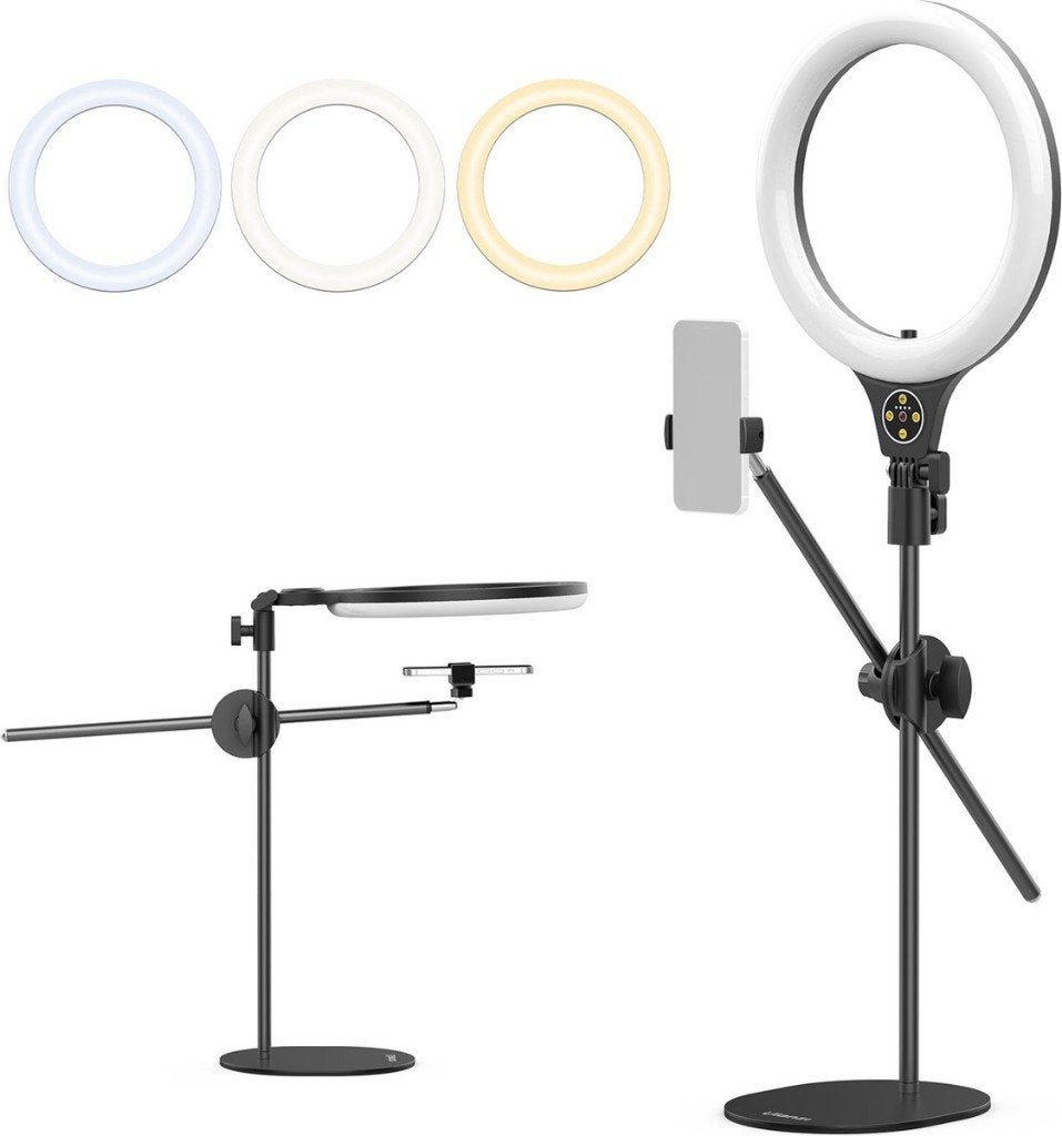 Ringlamp met statief en houder voor telefoon, Ophalen, Zo goed als nieuw, Dimbaar, Overige typen