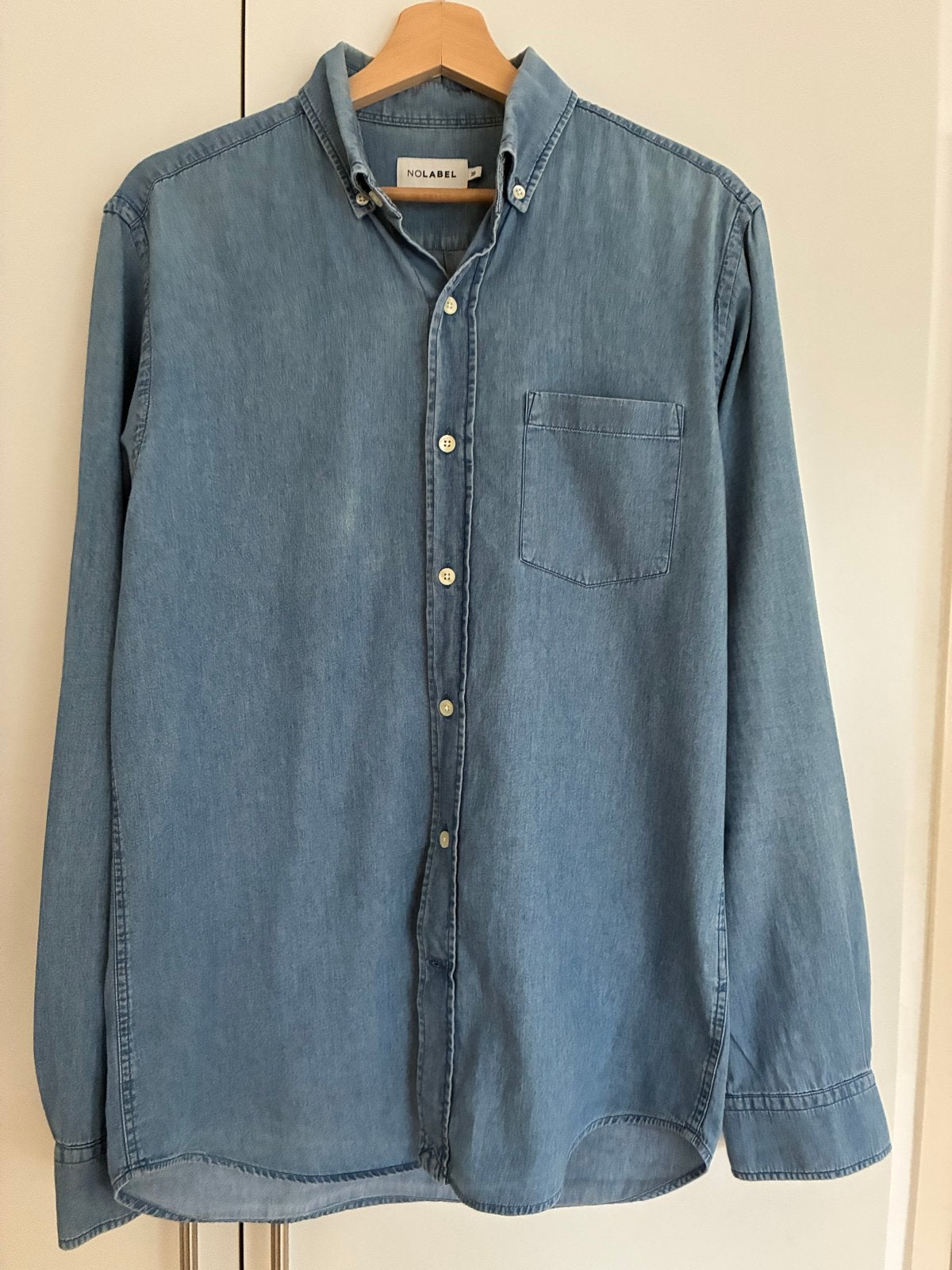 NOLABEL spijkerblouse maat 38 (S), Ophalen of Verzenden, Gedragen, Blauw, Halswijdte 38 (S) of kleiner