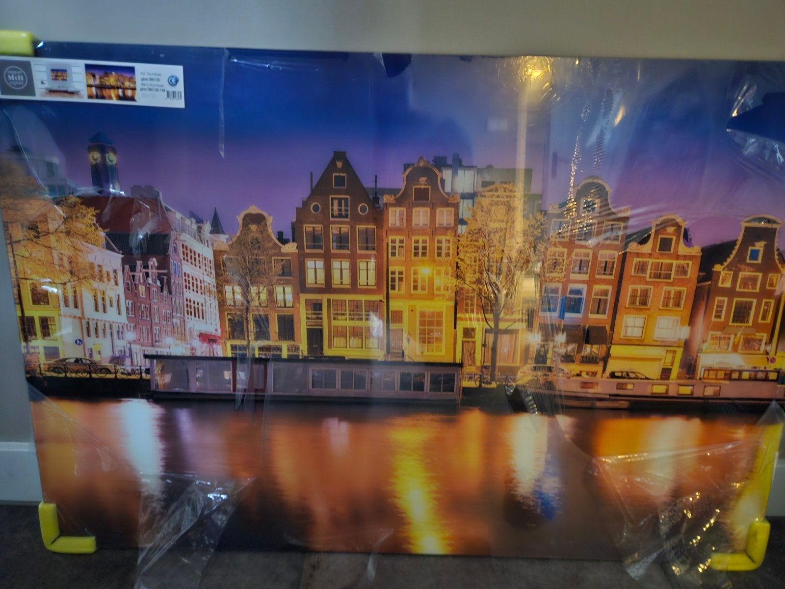 Amsterdam Grachten Canvas Schilderij - Nieuw in verpakking, Ophalen, Nieuw, Schilderij, 100 tot 125 cm