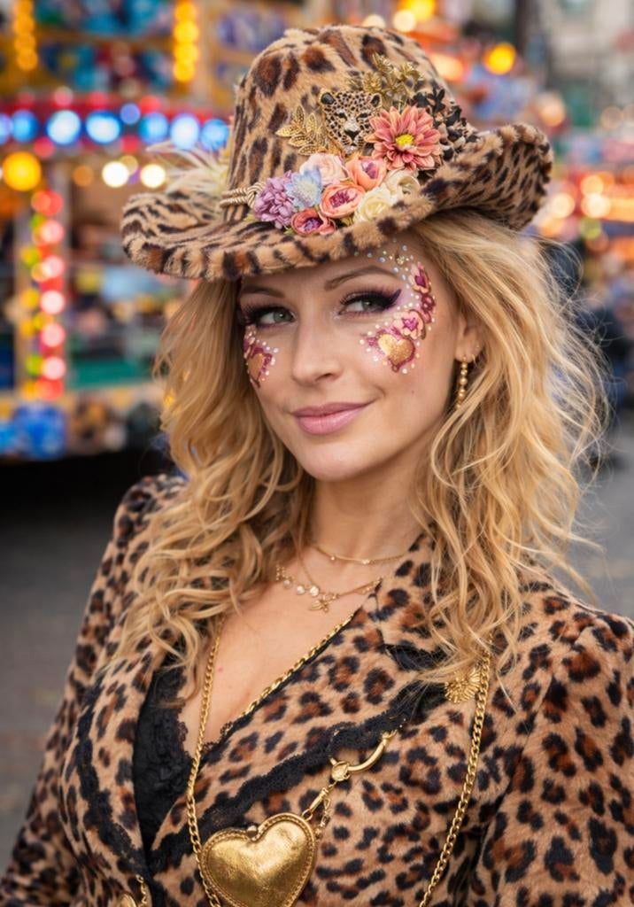 Panter bonthoed met bloemen en gouden details Bloemfetti, Ophalen of Verzenden, Nieuw, Carnaval