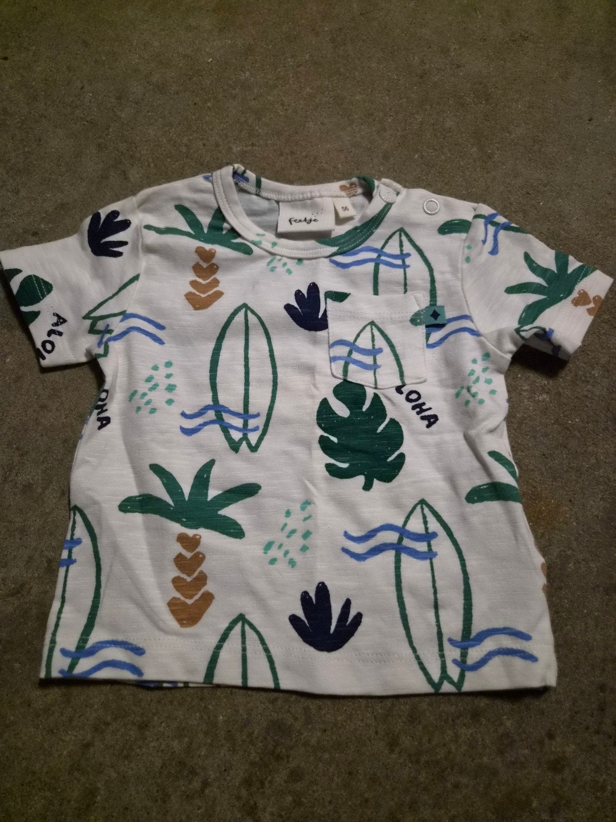 Leuk Feetje shirtje maat 56, Kinderen en Baby's, Babykleding | Maat 56, Jongetje of Meisje, Ophalen of Verzenden, Zo goed als nieuw