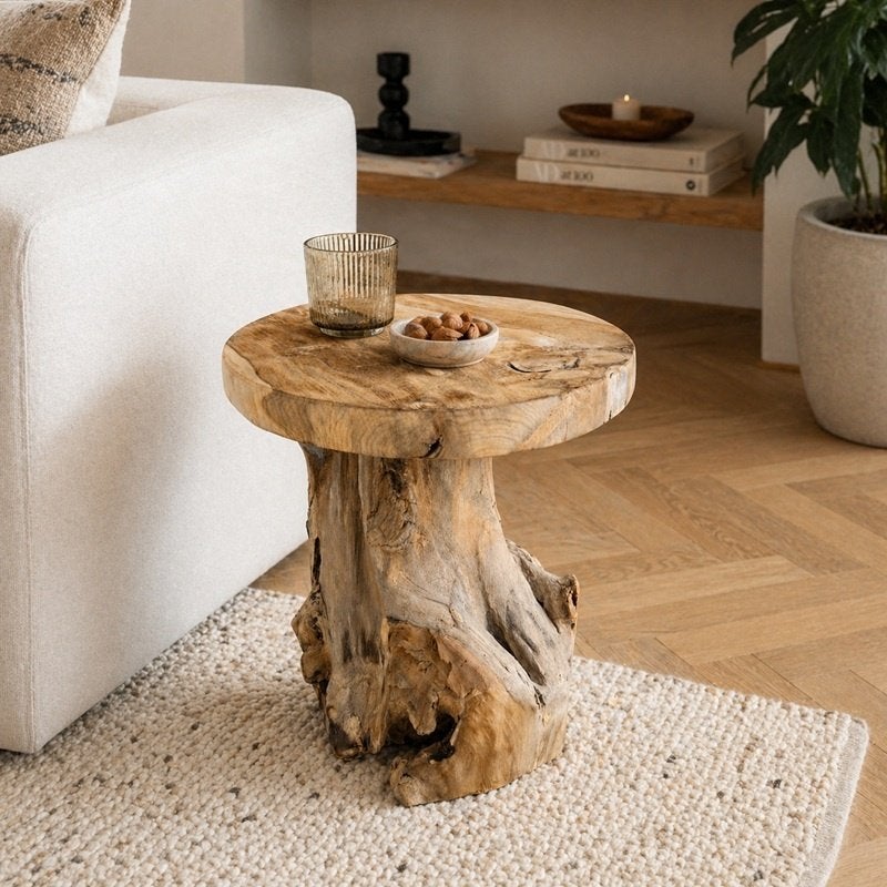 Bijzettafel van Teakhout Kruk Teak Tafeltje Hout Naturel, Minder dan 45 cm, Minder dan 55 cm, Info@dehanzeherten.nl, De Hanze Herten BV