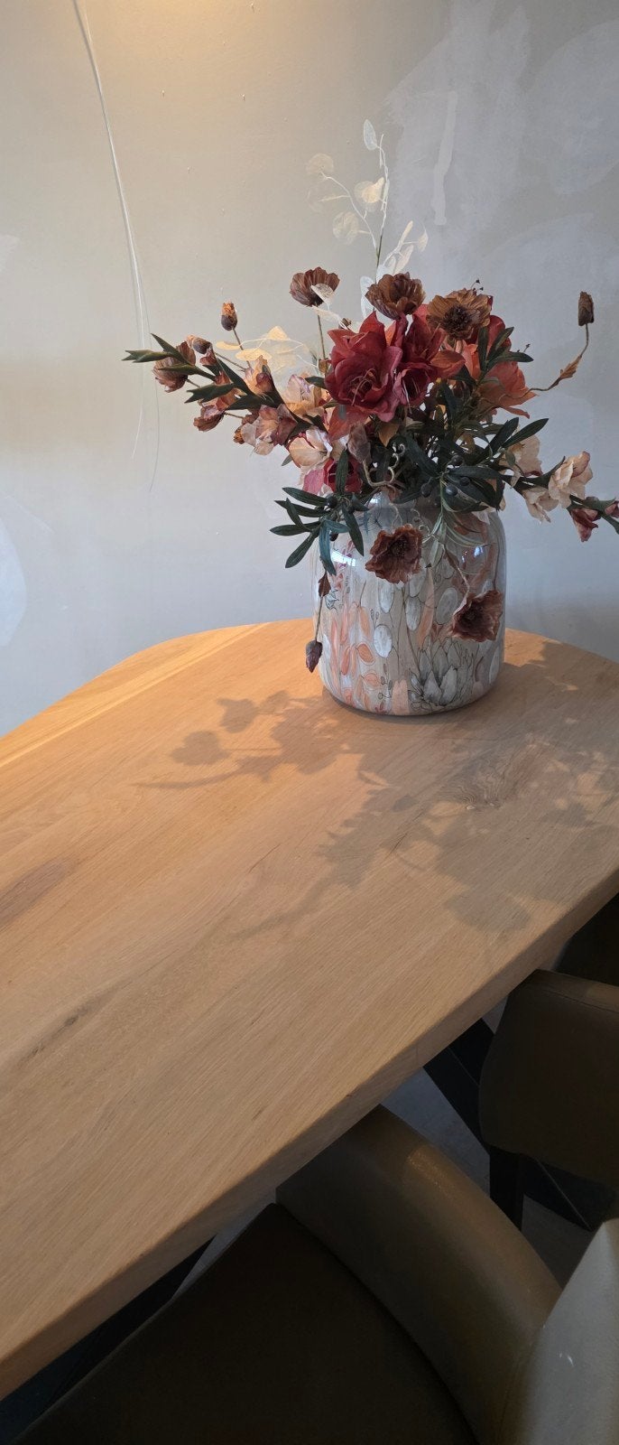 Eikenhouten eettafel met zwart metalen onderstel, Huis en Inrichting, Tafels | Eettafels, Ophalen, Gebruikt, 100 tot 150 cm, Modern, Industrieel