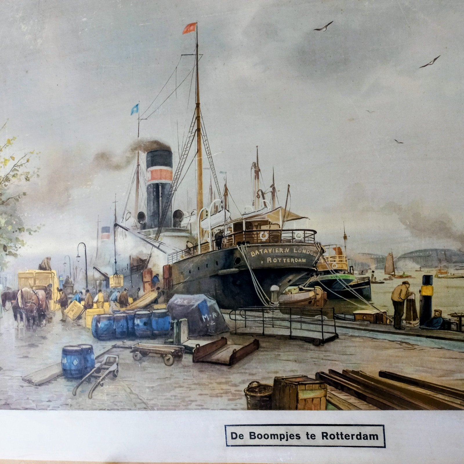 "De Boompjes te Rotterdam"!, Verzamelen, Scheepvaart, Ophalen, Gebruikt, Kaart, Foto of Prent
