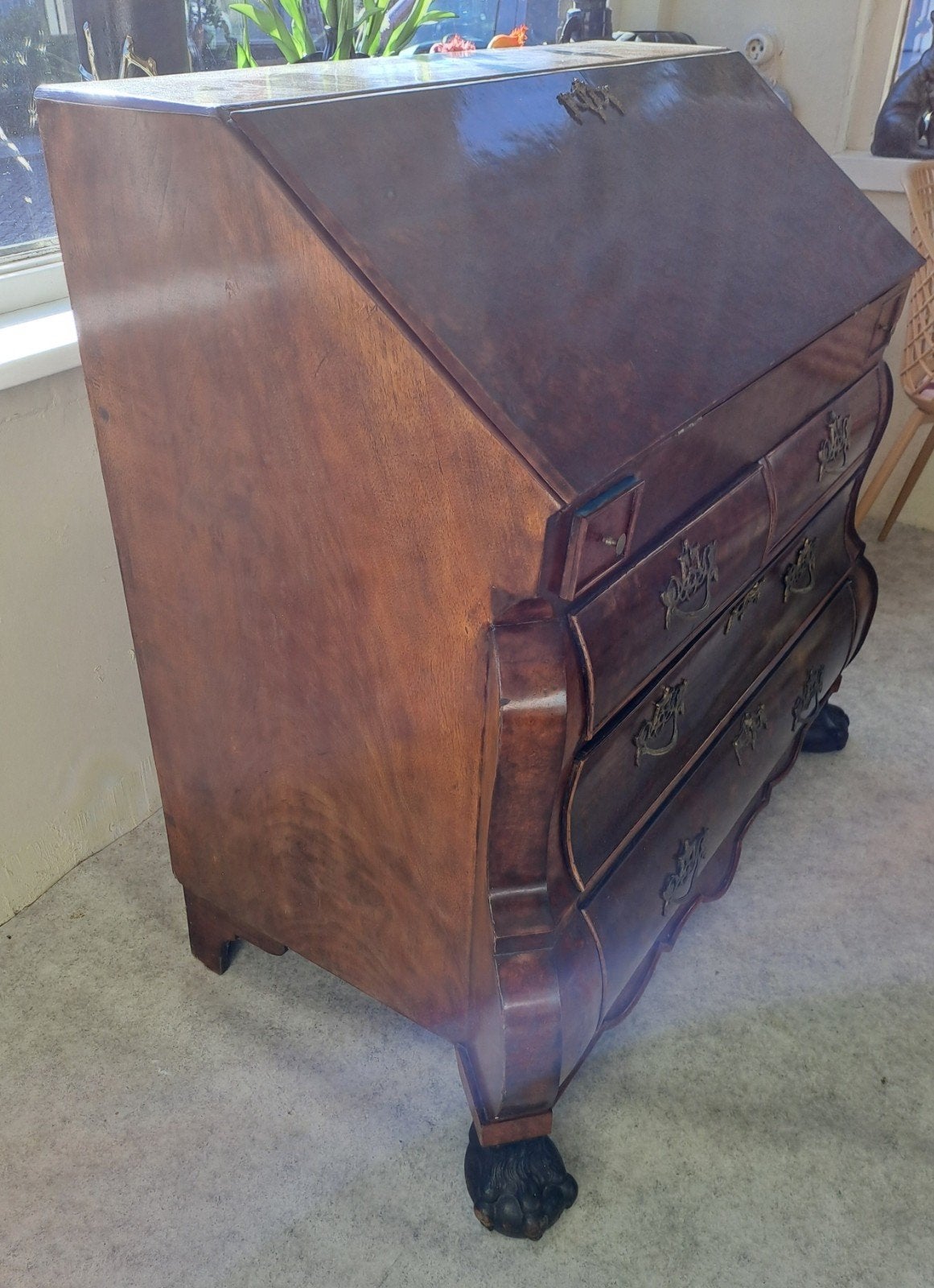 Foto 4 van Antieke Barok Secretaire Mahonie op Eikenhout ca. 1800
