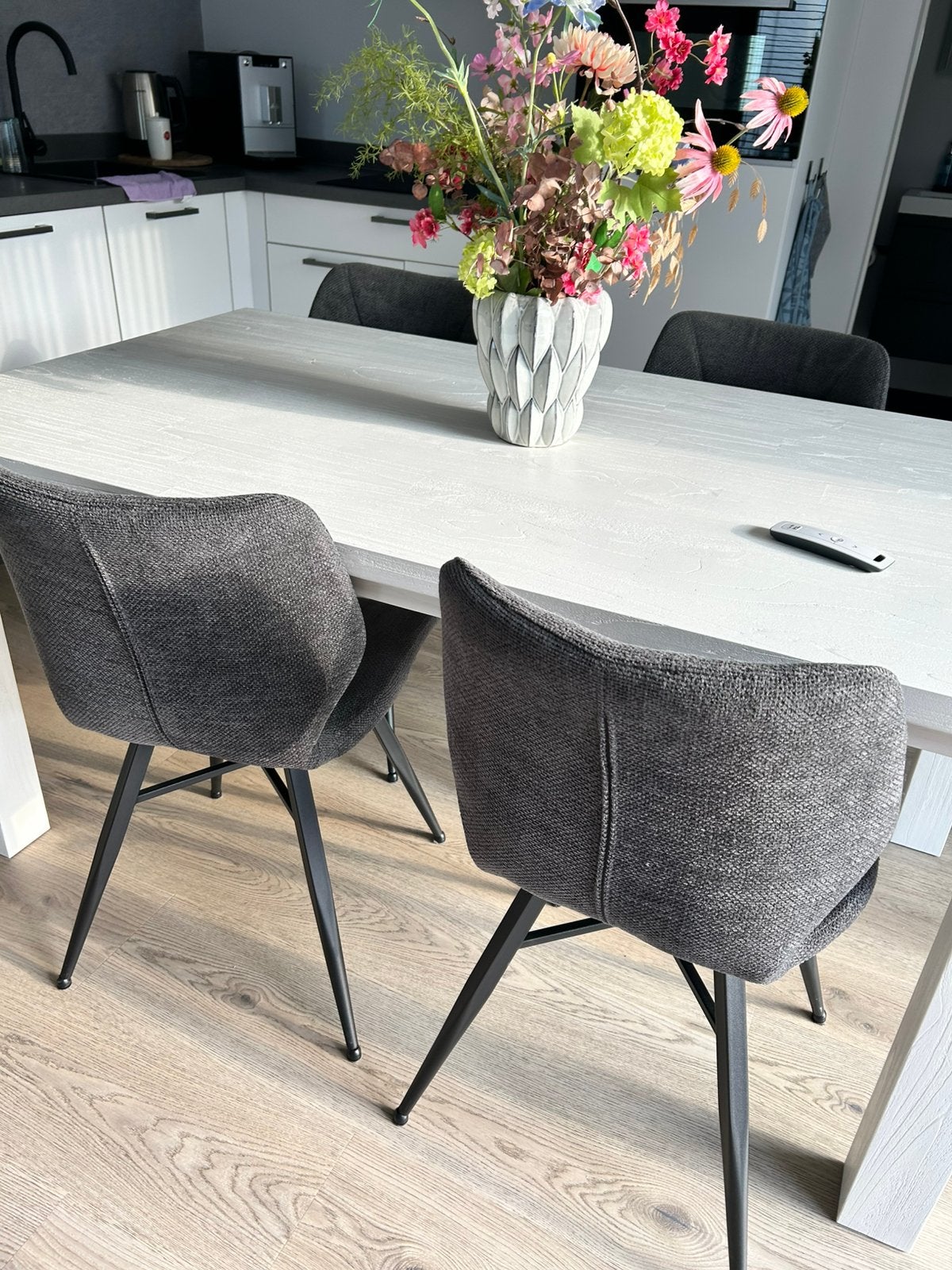 Tafel 1.60x90 cm en 4 stoelen van Pronto wonen, Huis en Inrichting, Tafels | Eettafels, Ophalen, Zo goed als nieuw, Rechthoekig
