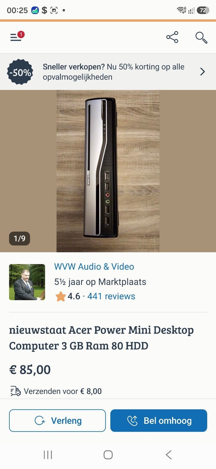 nieuwstaat Acer Power Mini Desktop Computer 3 GB Ram 80 HDD, Computers en Software, Desktop Pc's, Minder dan 4 GB, Acer Power Computer