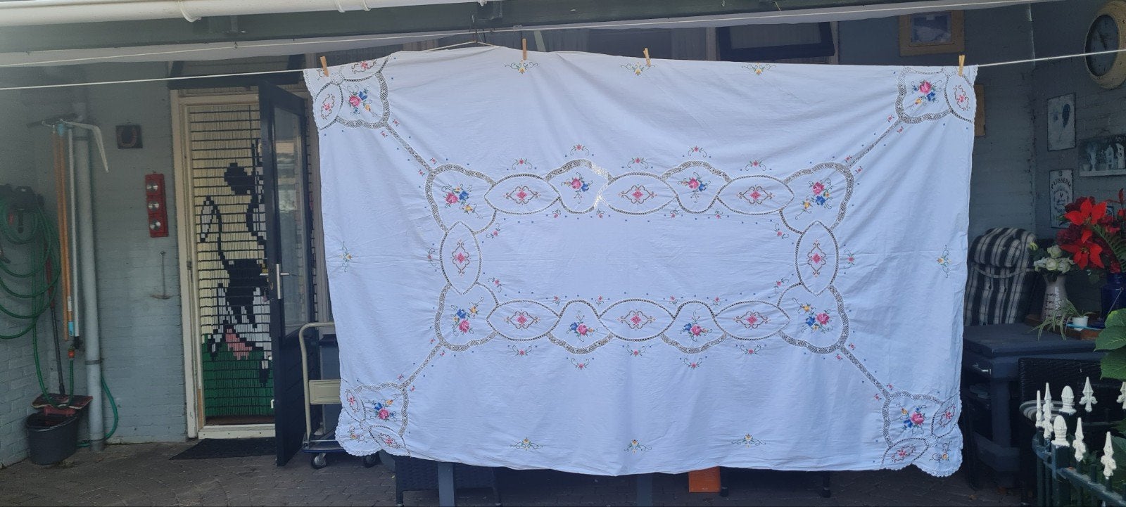 vintage tafelkleed, Antiek en Kunst, Ophalen of Verzenden