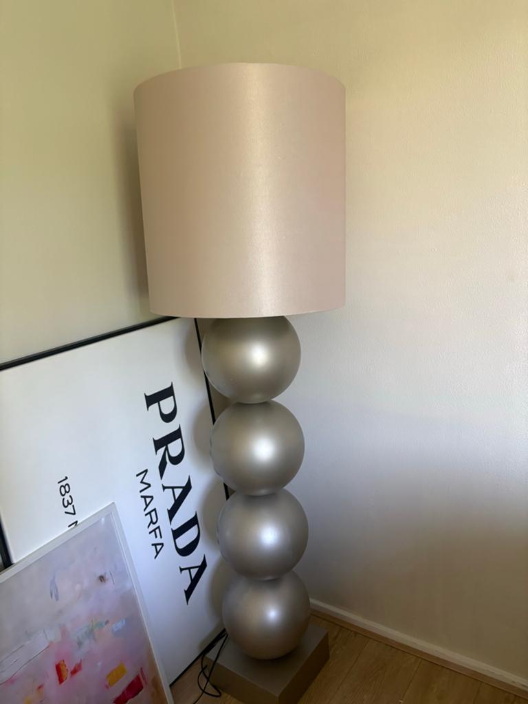 Eric Kuster Stijl Vloerlamp - Taupe/zilver, Ophalen, Gebruikt, Stof, 150 tot 200 cm