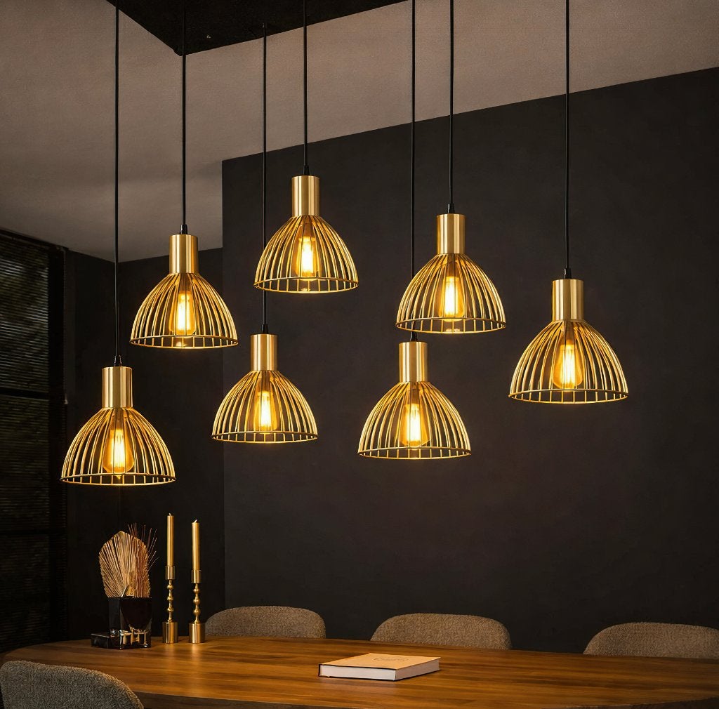 NIEUW Leitmotiv Hanglampen Lignes Round van €79,- voor €12,-, Design, Nieuw, Metaal, E27 (groot)
