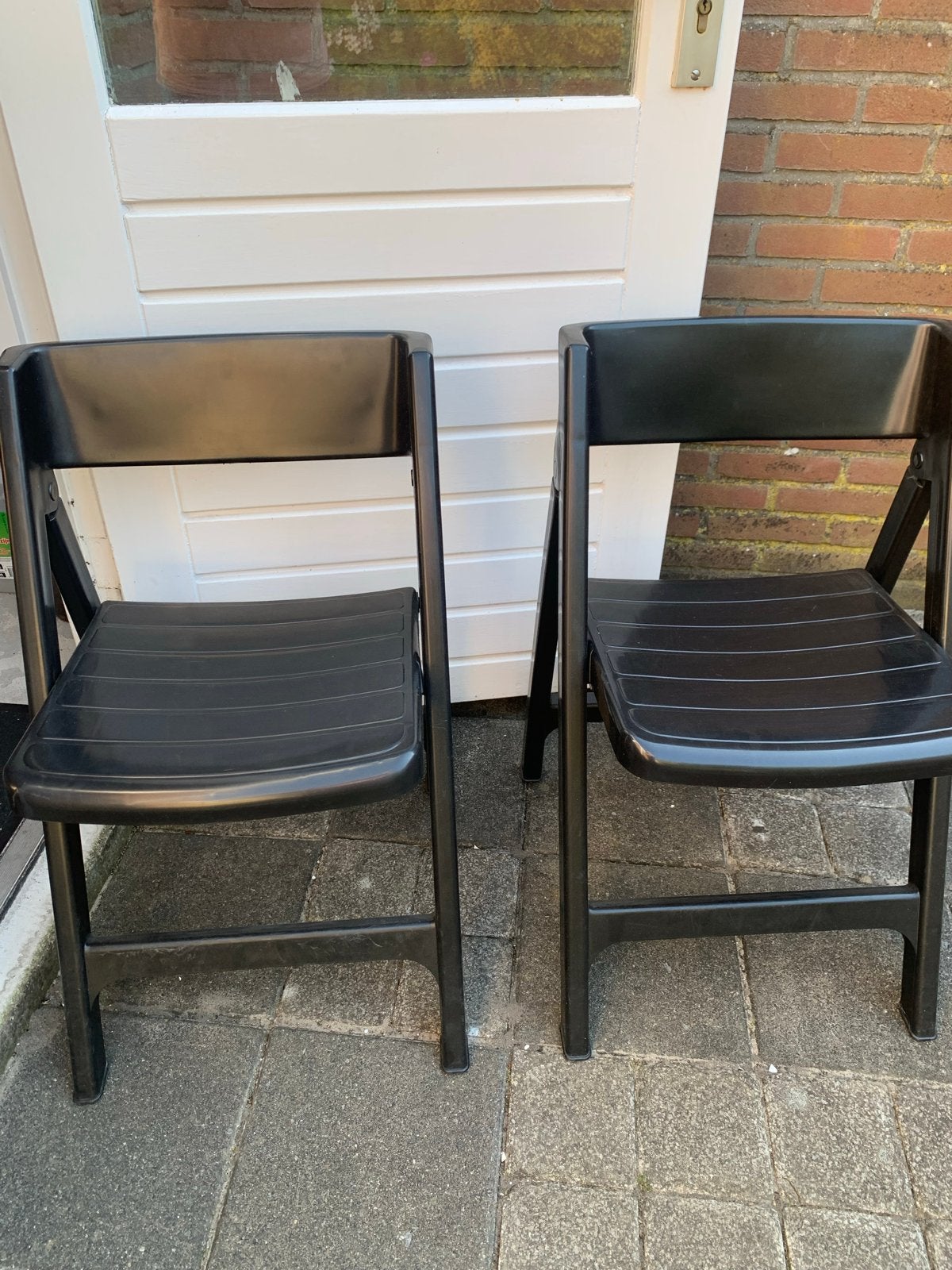 2x Flair inklapbare stoelen - zwart kunststof, Ophalen, Kunststof, Twee, Zwart