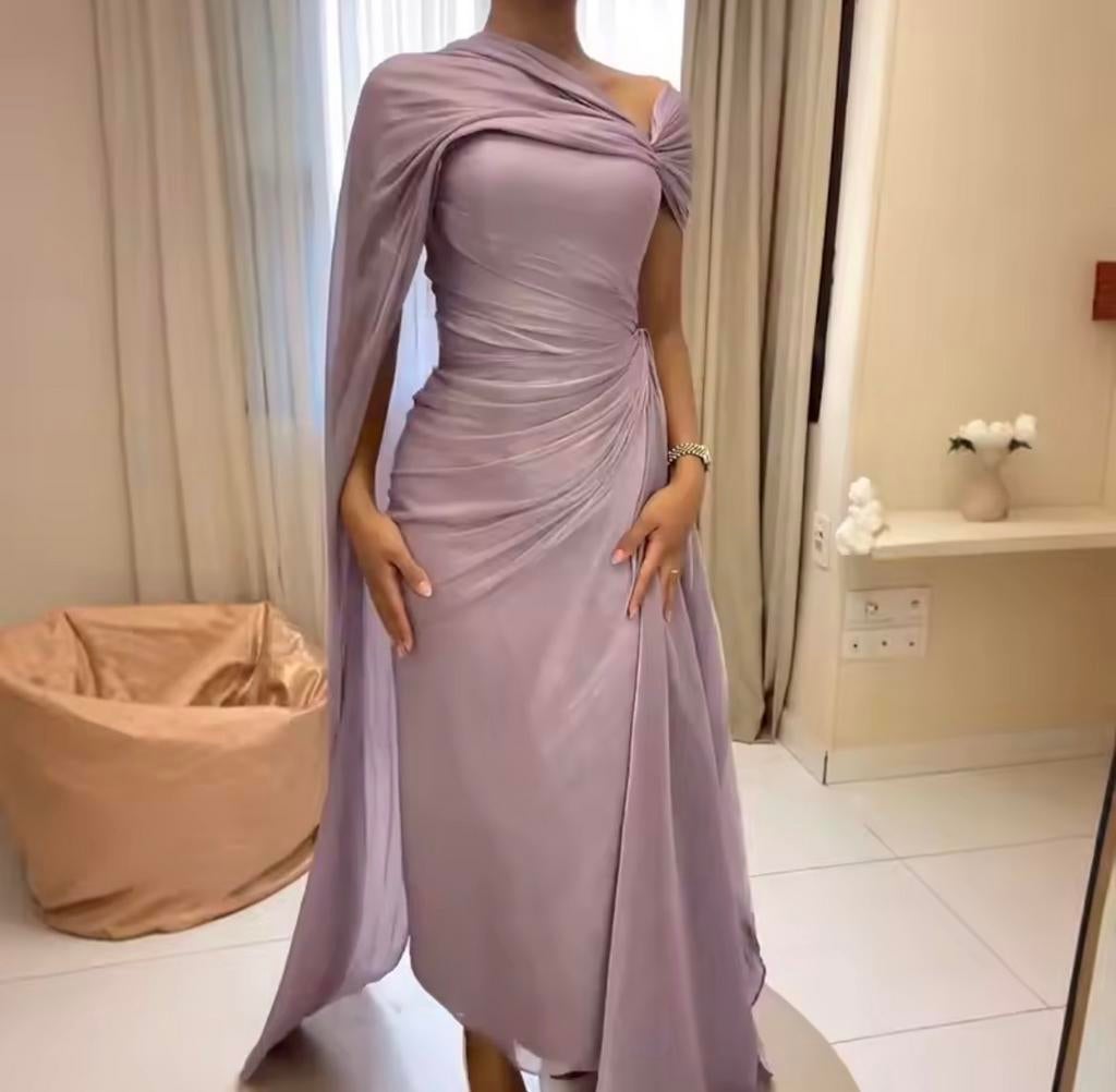 Elegante Lavendel Galajurk met Drapering, Kleding | Dames, Gelegenheidskleding, Nieuw, Galajurk, Maat 36 (S), Paars, Ophalen of Verzenden