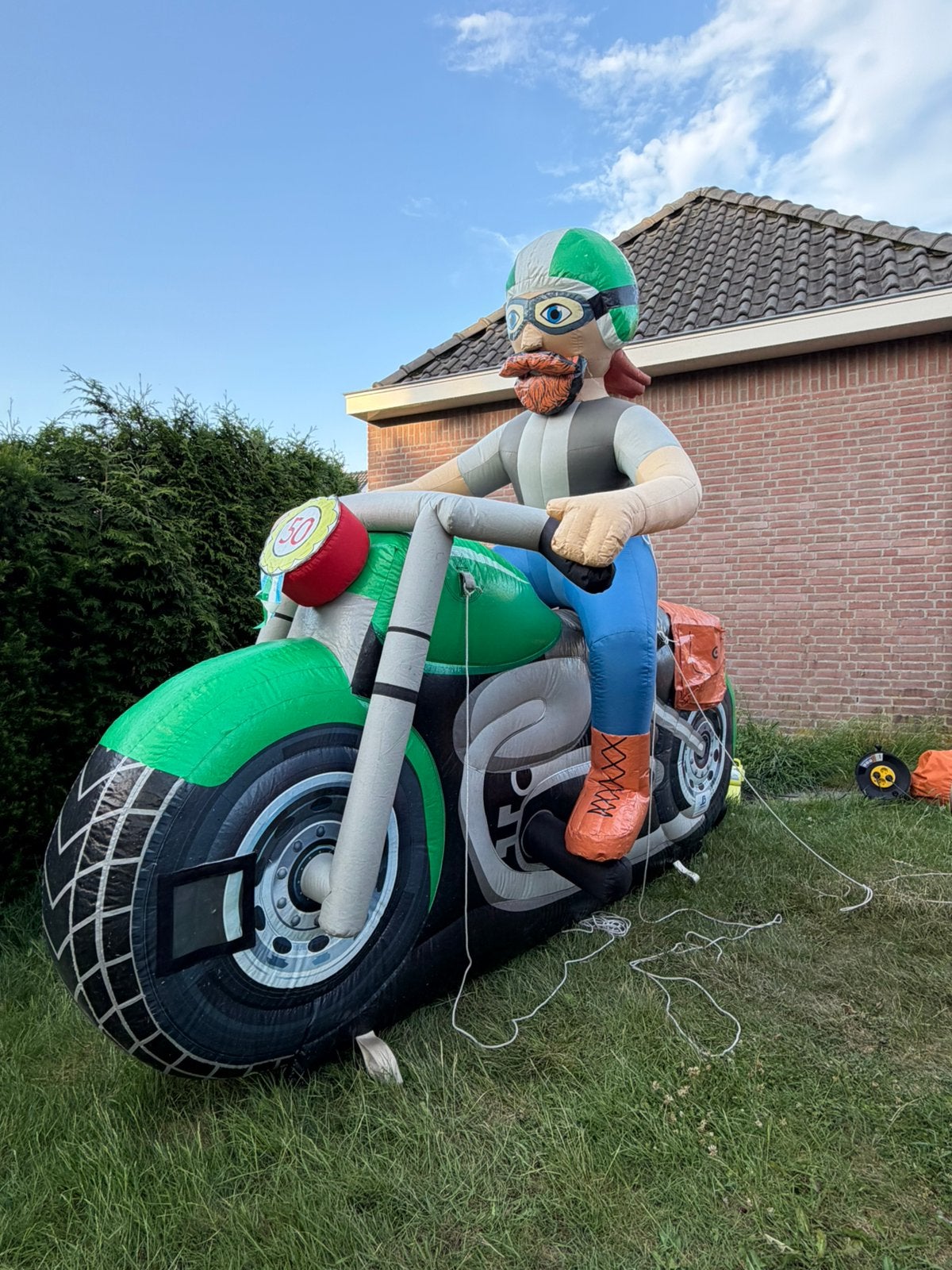 Abraham Motor Huren / Super uniek opblaasfiguur / Motor pop, Ophalen, Zo goed als nieuw, Abraham of Sarah