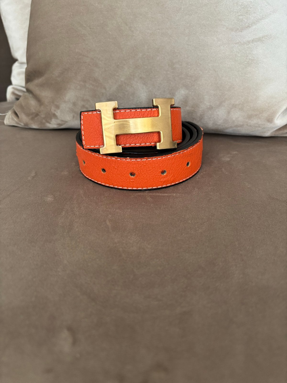 Hermes Riem Oranje met Gouden Sluiting - 110 cm, Kleding | Dames, Riemen en Ceinturen, Ophalen, Overige kleuren, Echt leder, Heupriem